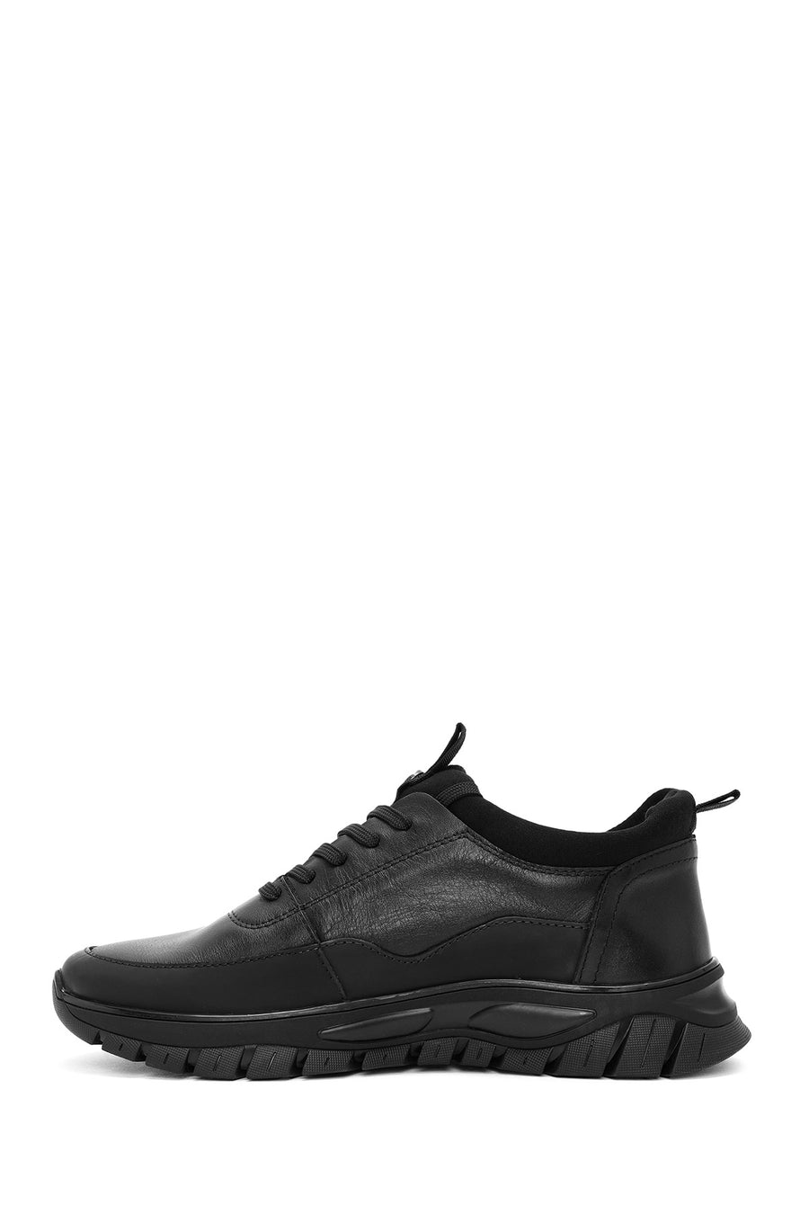 Men's Black Lace-up Leather Sneaker