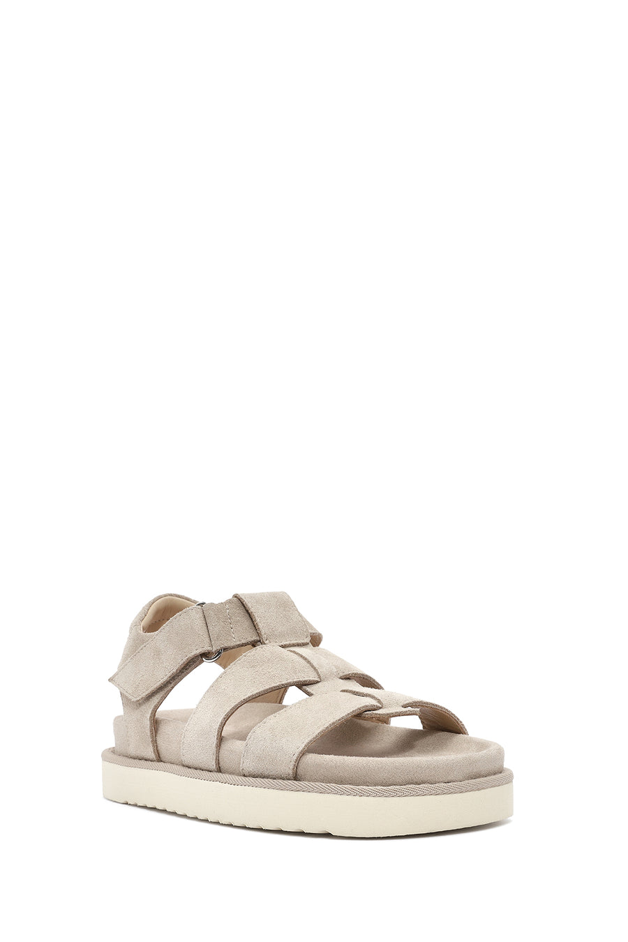 Women's Cream Thick Soled Suede Leather Sandals