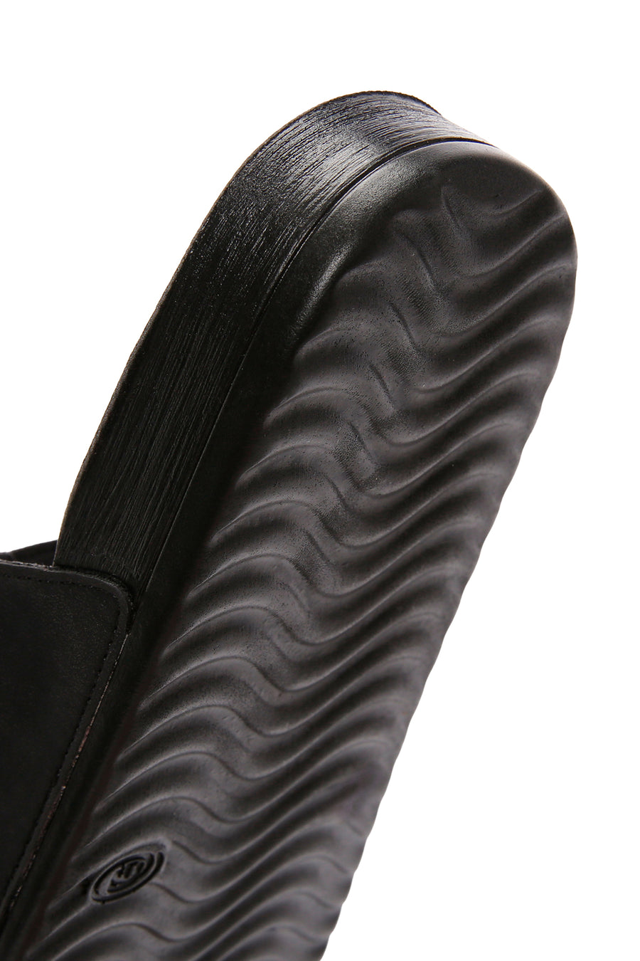 Men's Black Double Buckle Suede Leather Slippers