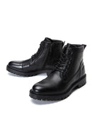 Men's Black Leather Boots Flat Boots | Derimod