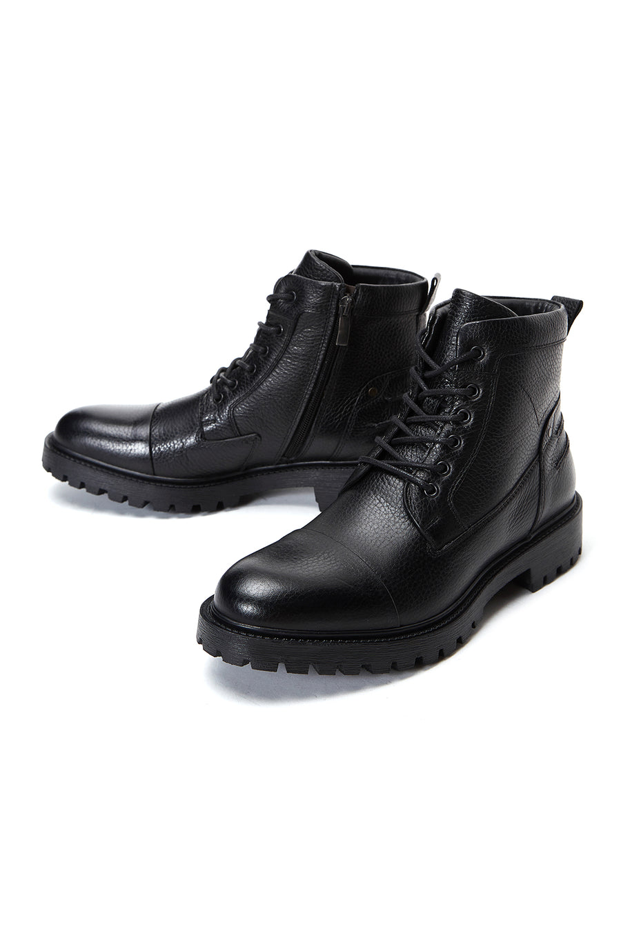 Men's Black Leather Boots Flat Boots