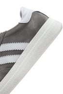 Women's Grey Lace-Up Chunky Sole Suede Leather Sneakers | Derimod