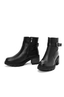 Women's Black Zippered Leather Heeled Boots | Derimod