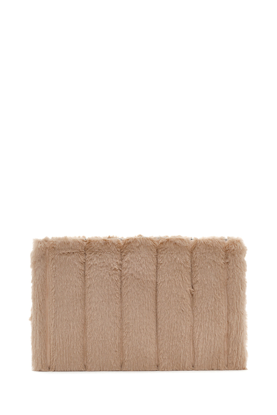 Women's Beige Chain Strap Plush Clutch Bag