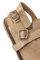 Women's Camel Back Tie Suede Leather Sandals | Derimod