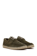 Men's Khaki Suede Leather Espadrille | Derimod