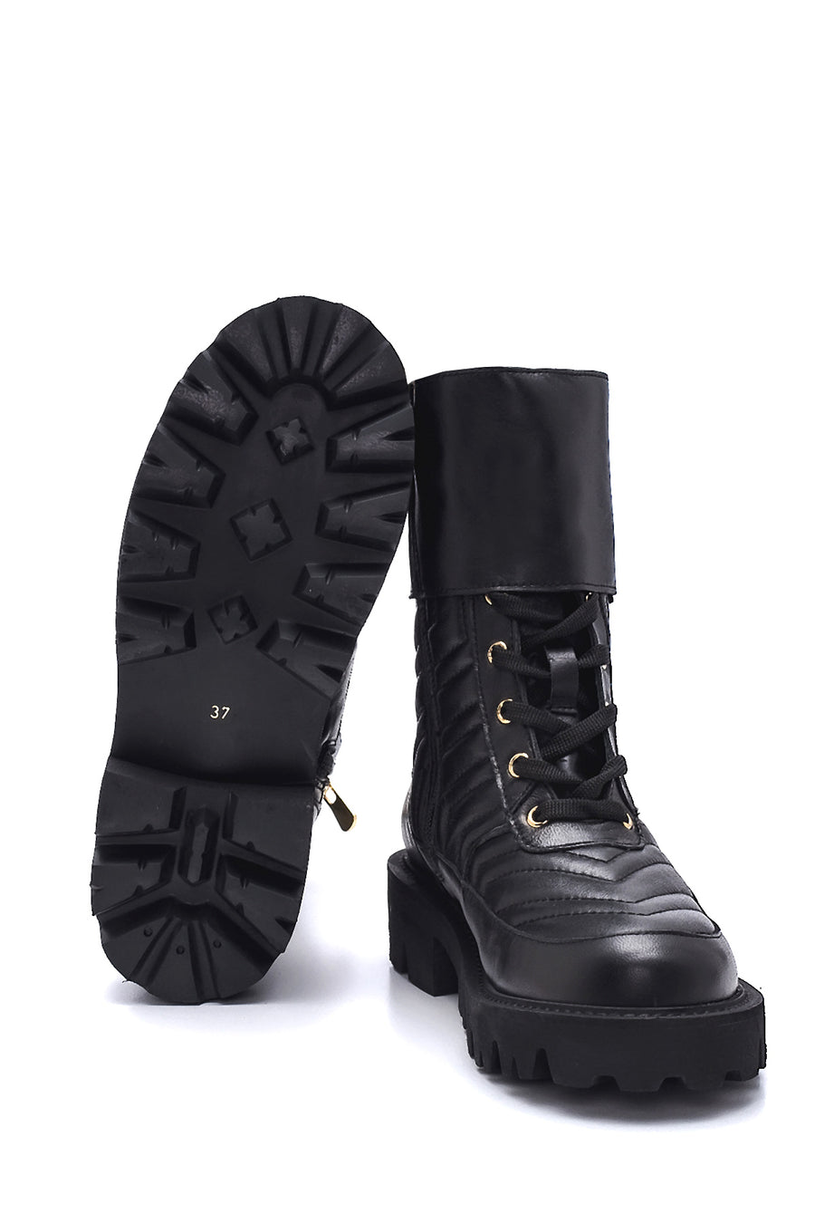 Women's Leather Quilted Boots