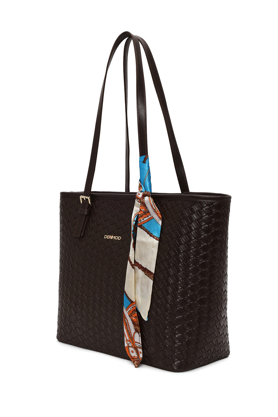 Woman Brown Knitted Shoulder Bag
