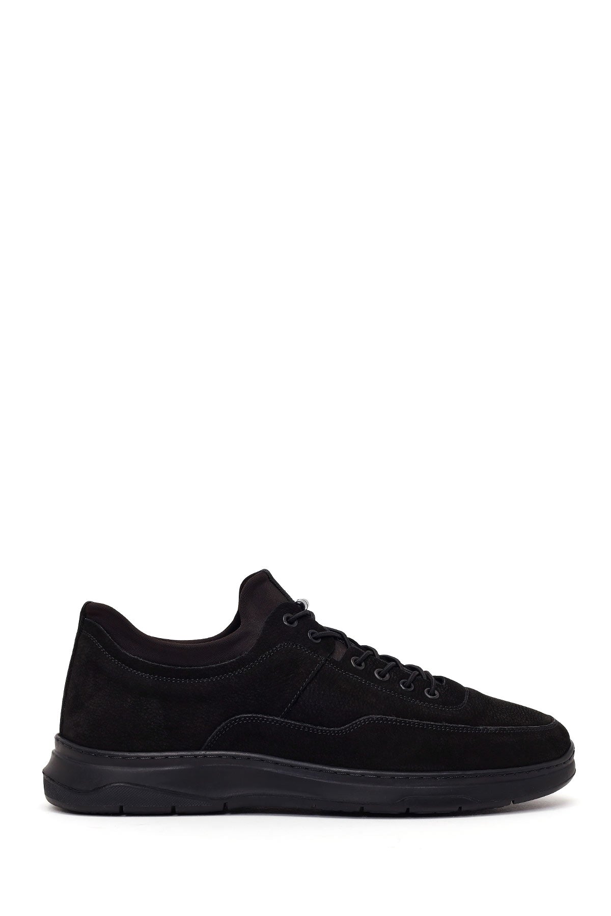 Erkek Siyah Bağcıklı Kalın Tabanlı Nubuk Deri Casual Sneaker WM780024DN | Derimod