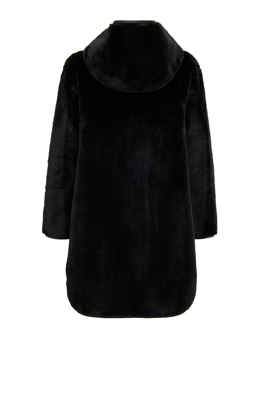 Artesina Women's Black Hooded Teddy Leather Coat
