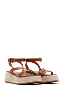 Women's Tan Thick Soled Straw Sandals | Derimod