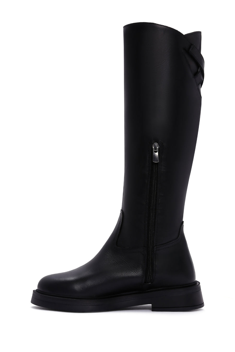 Women's Black Leather Zippered Boots