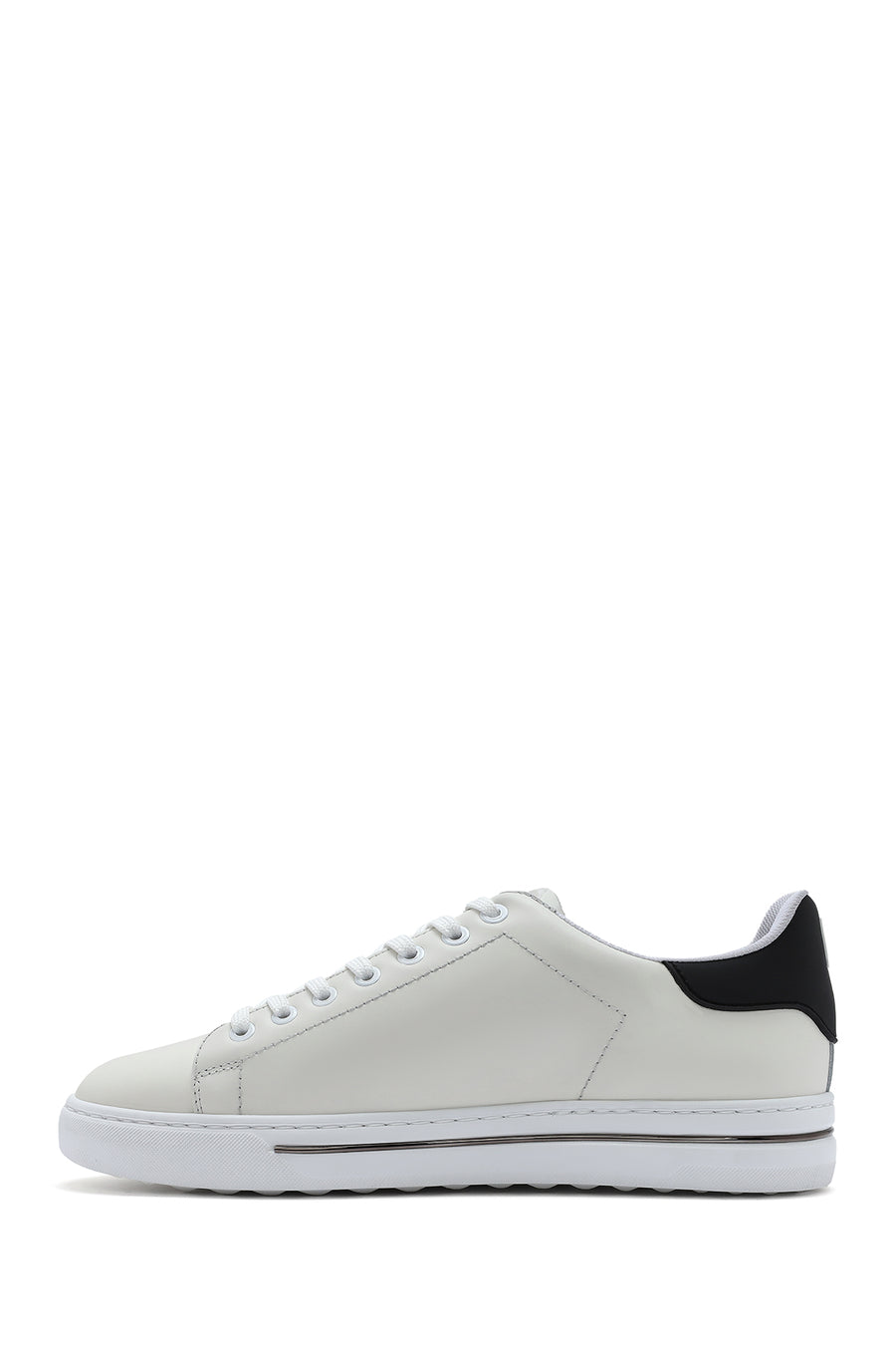 Men's White Lace-up Leather Sneaker