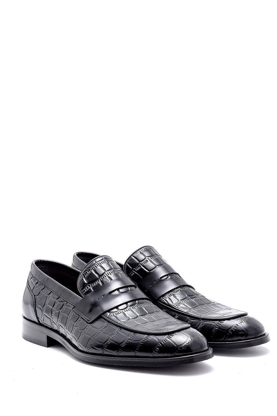 Erkek Kroko Detaylı Deri Loafer