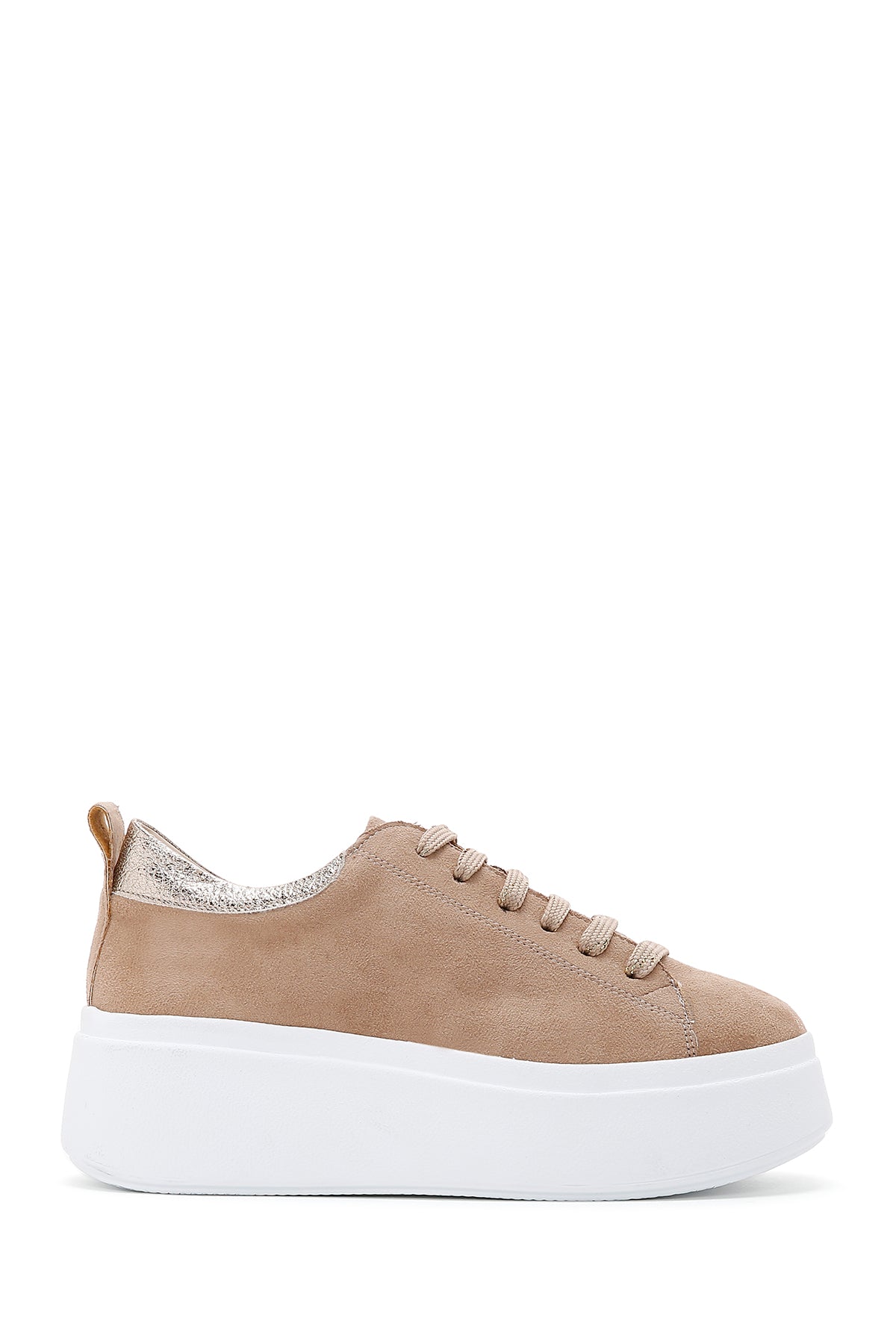 Women's Beige Suede Thick Soled Sneaker 23SFE402410 | Derimod