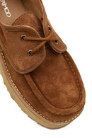 Women's Beige Thick-Soled Lace-Up Suede Leather Teddy Casual Shoe | Derimod