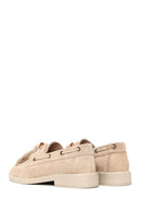 Woman Beige Tasseled Suede Leather Loafer | Derimod