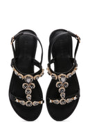 Kadın Siyah Taşlı Sandalet | Derimod