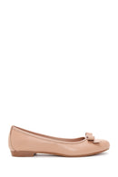 Women's Beige Leather Bow Ballerina Ballerinas | Derimod