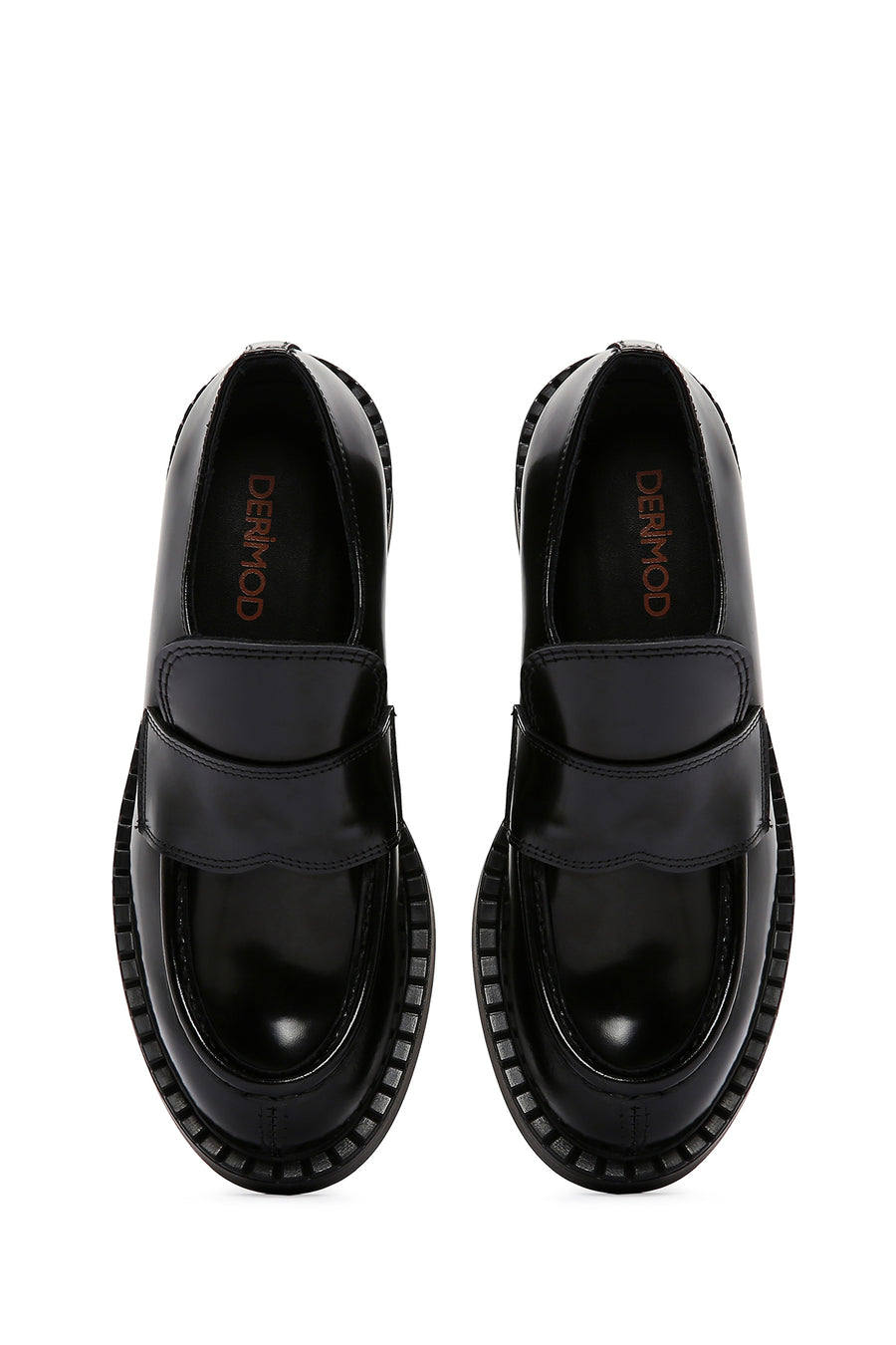 Kadın Siyah Deri Maskülen Loafer