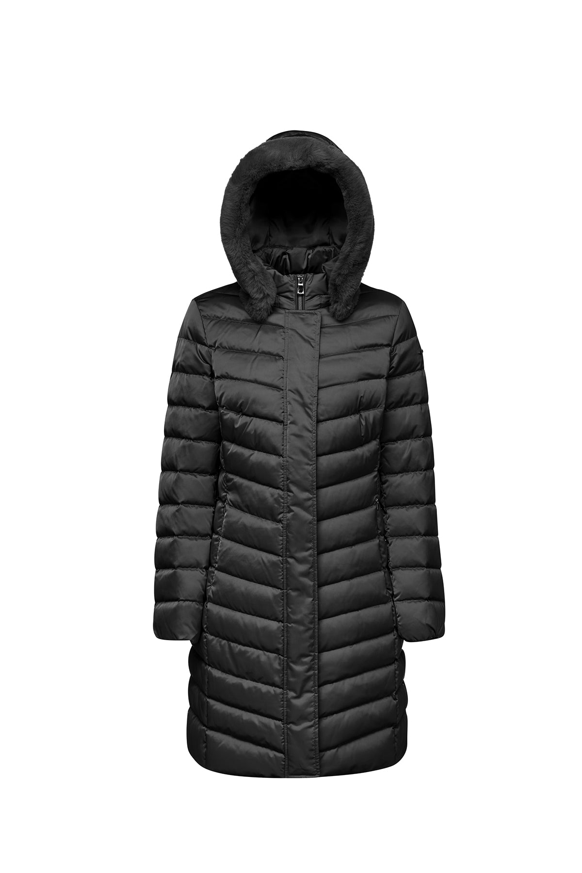 Geox Women's Black W Bettanie Hooded Long Coat W4626HT3122F9000 | Derimod