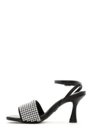 Women's Black Stone Heeled Sandals | Derimod