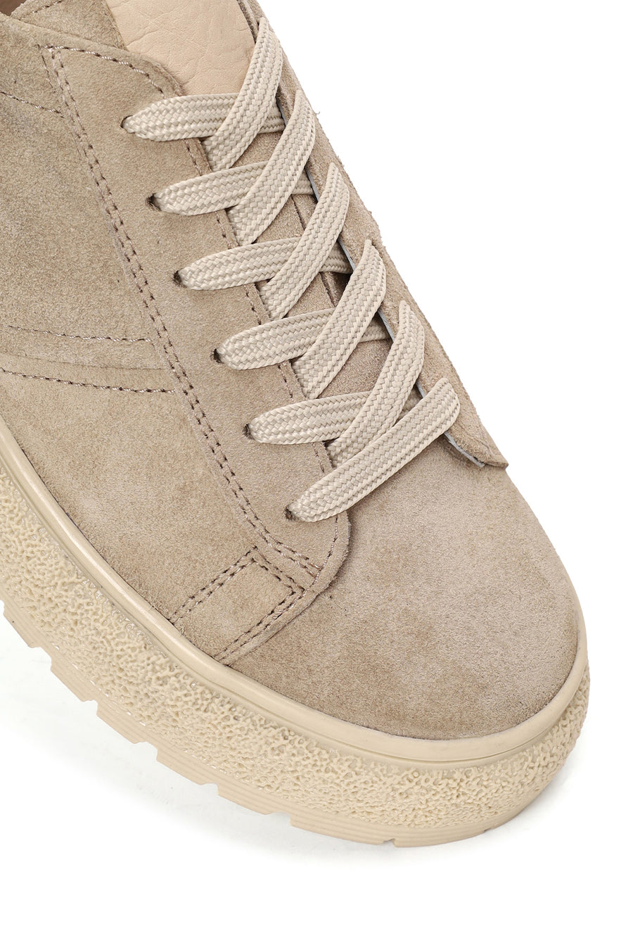 Kadın Bej Bağcıklı Süet Deri Sneaker