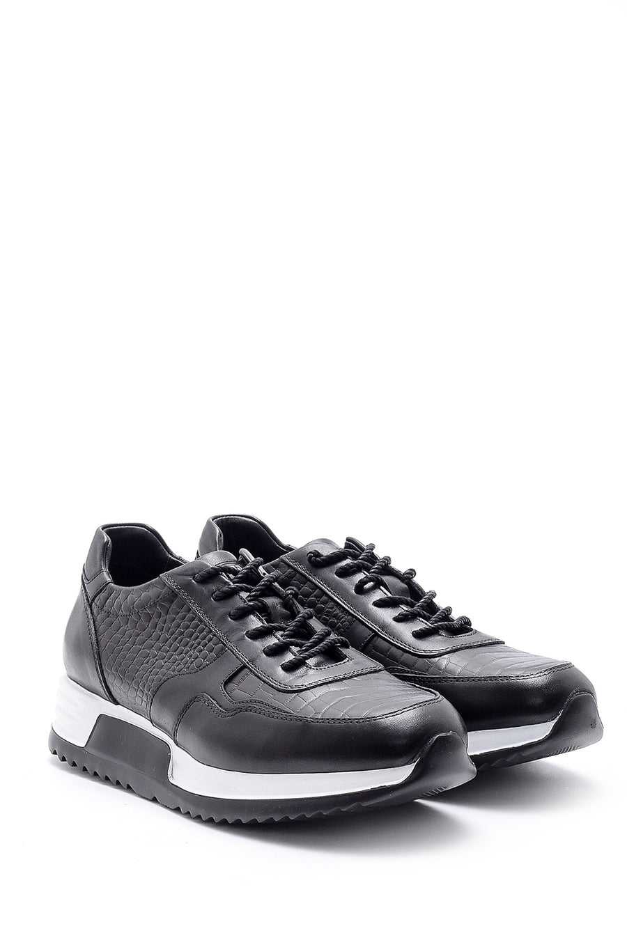 Men's Crocodile Pattern Detailed Leather Sneaker