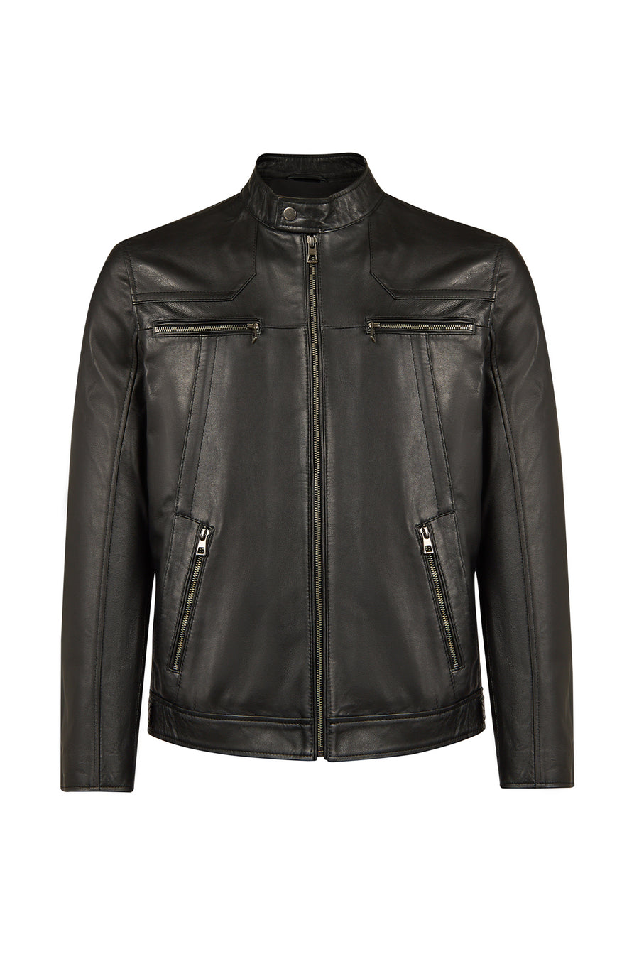 Lucas Male Black Mandarin Collar Leather Jacket 26SGE65441M | Derimod