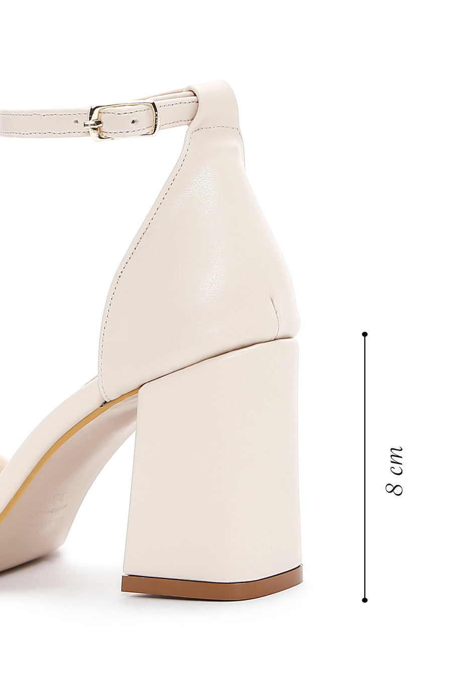 Women's Beige Ankle Strap Thick Heel Sandals