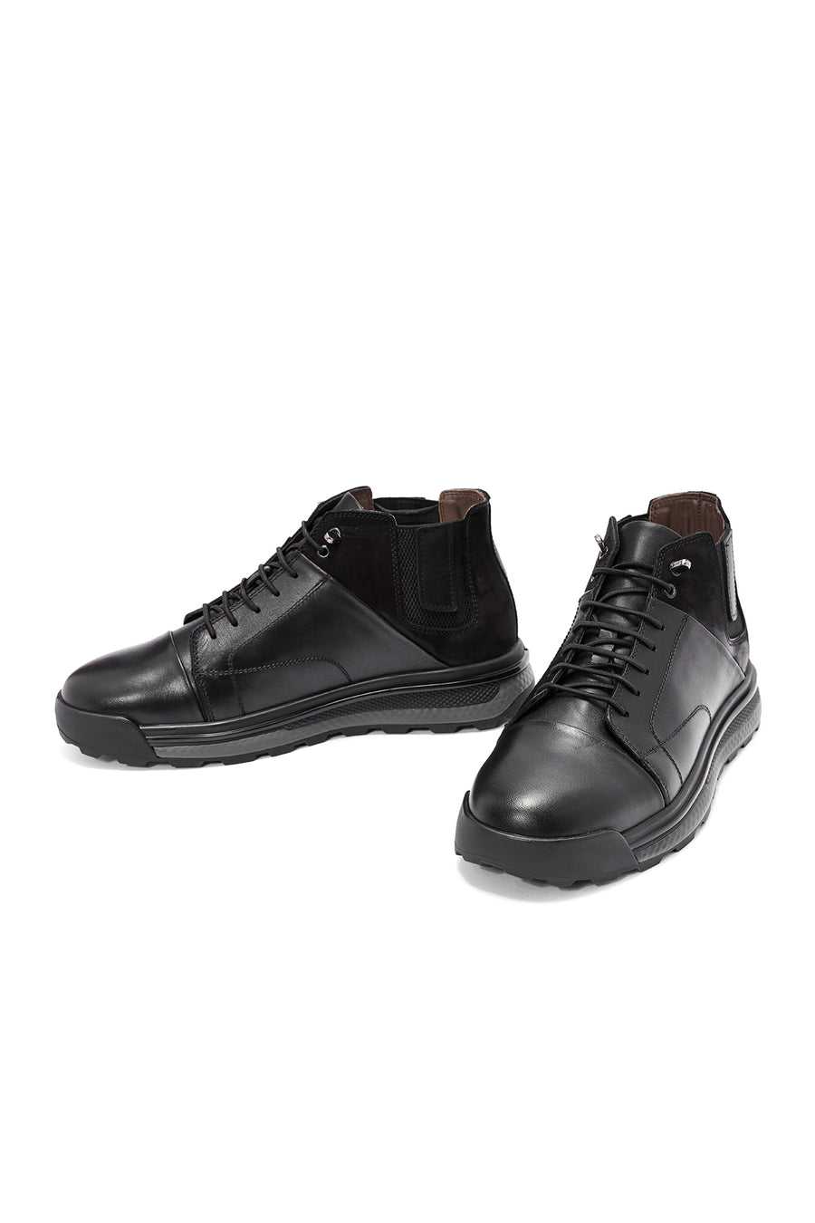 
Men's Black Lace-Up Ankle Leather Boot
