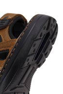 Men's Brown Double Strap Leather Sandals | Derimod