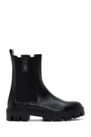 Women's Black Thick Soled Leather Chelsea Boots | Derimod