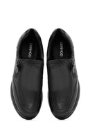 Women's Black Zipper Detailed Leather Comfort Shoes | Derimod