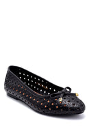 Women's Leather Printed Ballerinas | Derimod