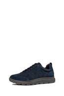 Geox Men's Navy Blue Spherica Lace-Up Suede Leather Sneakers | Derimod