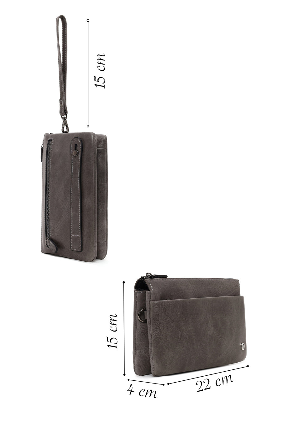 Male Grey Leather Handbag