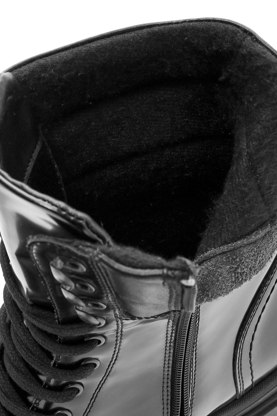 Men's Black Zippered Leather Combat Boots