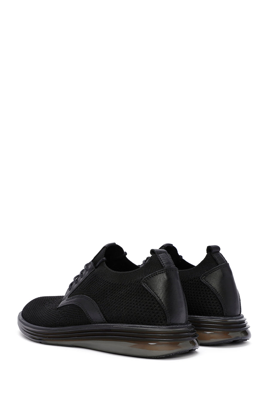 Men's Black Thick Sole Nubuck Detailed Lace Up Fabric Sneaker