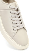 Men's White Lace-Up Thick-Soled Leather Sneaker | Derimod