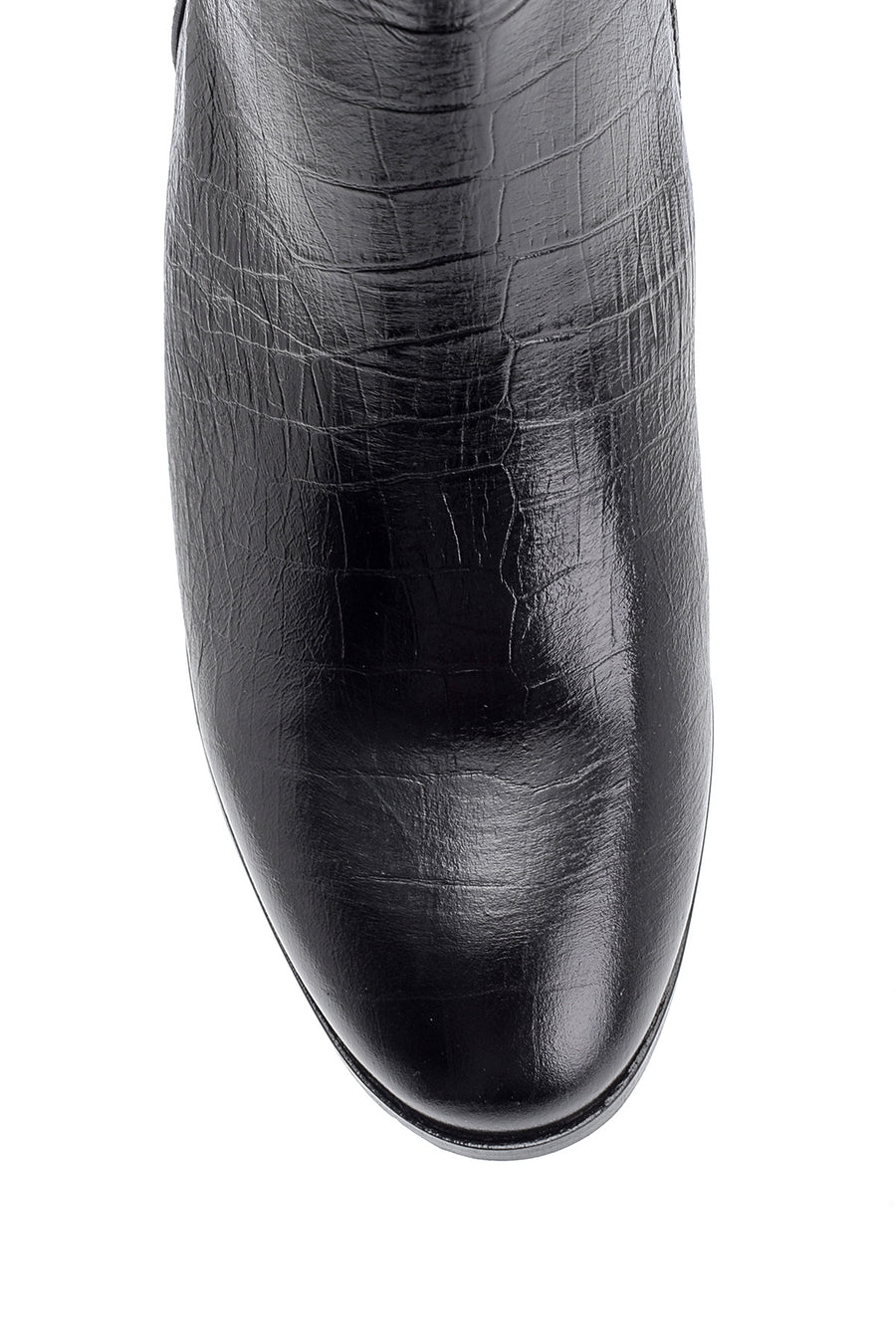 Women's Heeled Crocodile Patterned Leather Boots