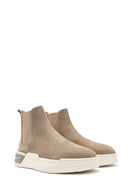 Men's Beige Suede Leather Casual Chelsea Boots | Derimod