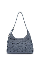Woman Jean Blue Knitted Shoulder Bag | Derimod