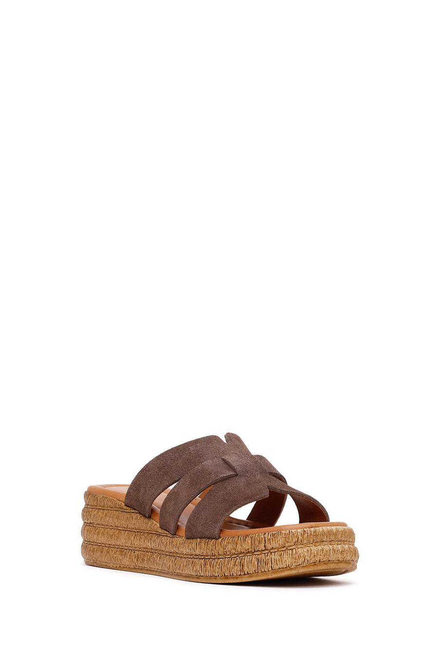 Woman Mink Wedge-Heel Suede Leather Slippers