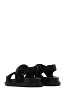 Women's Black Suede Stone Sandals | Derimod