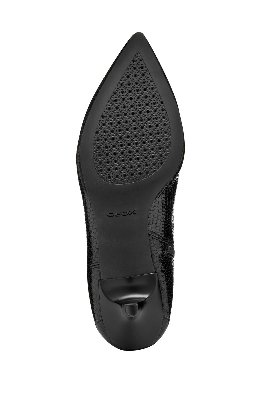Geox Women Black D Kleopy B - Metal.Goat Zippered Patterned Thin Heeled Leather Boot