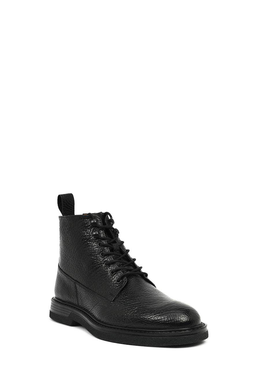 Male Black Lace-Up Zip Closure Leather Casual Boots