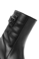 Women's Black Zippered Leather Boots | Derimod