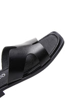 Women's Black Leather Slippers | Derimod