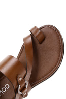 Women's Tan Ankle Strap Leather Bodrum Sandals | Derimod